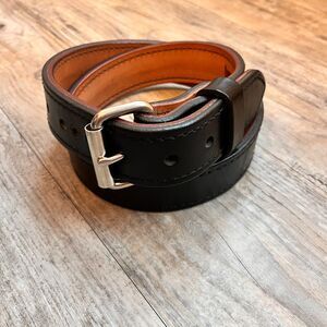 Lenwood Leather Belt USA Made Size 36 Heavy Duty Thick Black Leather Work Belt
